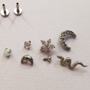 Lot of 7 internally threaded steel ends + 5 16g internally threaded posts